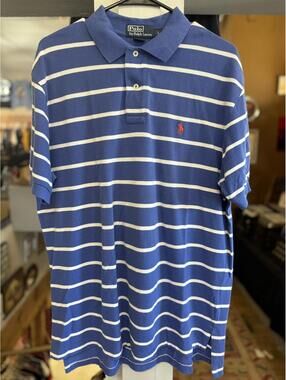 Polo Ralph Lauren blue/white striped 2 button collared Large